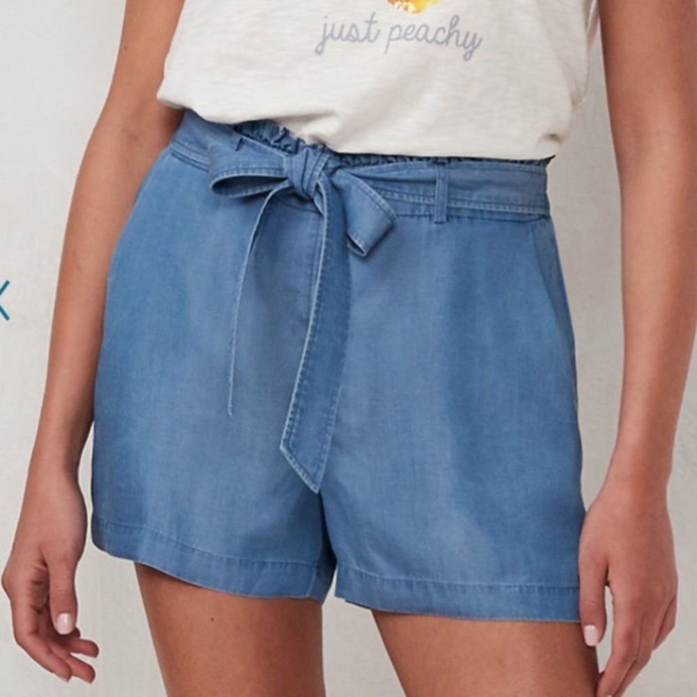 LC LAUREN CONRAD Womens Chambray Belted Papr Bag Shorts | M